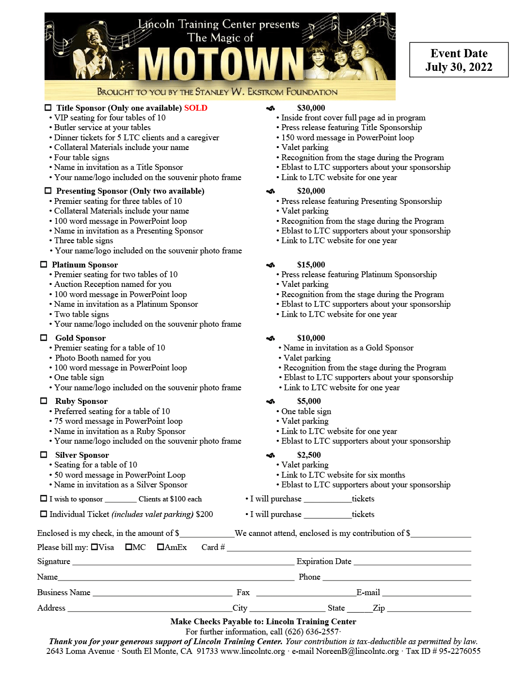 sponsorship information